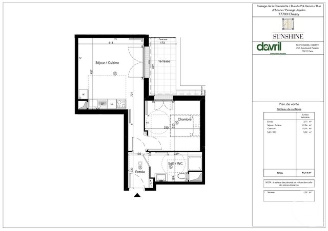 Appartement F2 à louer - 2 pièces - 41.14 m2 - CHESSY - 77 - ILE-DE-FRANCE - Century 21 Immobilier Val D'Europe